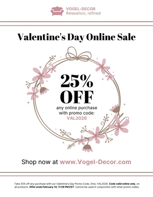 Free  Template: Valentine's Day Online Sale Flyer Template