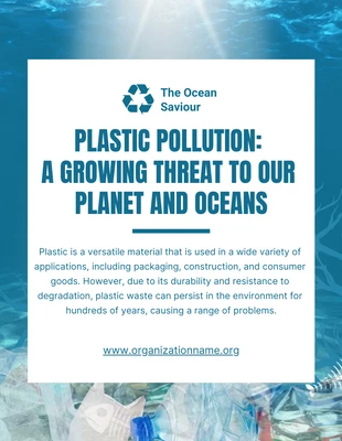 Free  Template: Blue Simple Photo Recycling Plastic Pollution Poster