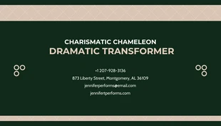 Dark Green And Light Brown Simple Actor Business Card - Page 2