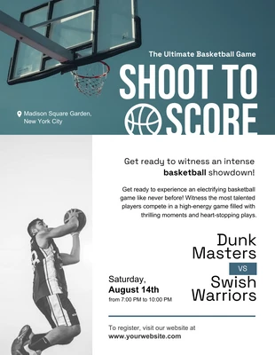 Free  Template: Green Blue Basketball Match Poster