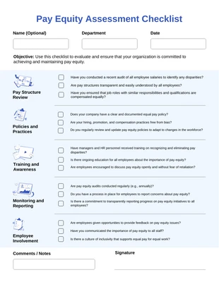 premium interactive Template: International Equal Pay Day Assessment Checklist