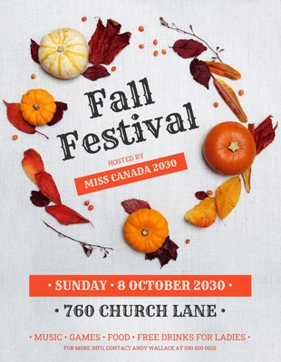 Free  Template: Orange Fall Festival Flyer Template