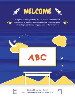 Free  Template: Blue Playful Illustration Classroom Welcome Poster