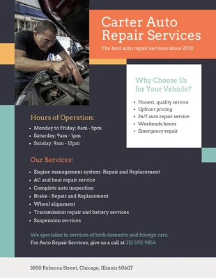 premium  Template: Auto Mechanic Repair Services Flyer Template