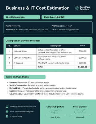 business  Template: Business Estimate Template