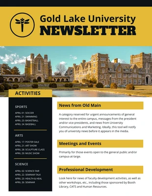 business  Template: Gold University Newsletter Template