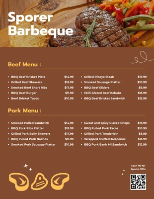 Free  Template: Brown Elegant BBQ Menus