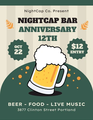 Free  Template: Modern Illustration Bar Anniversary Flyer Template