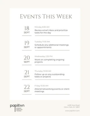 Free  Template: Beige Minimalist Business Week Schedule Template