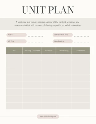 Free  Template: Minimalist Unit Plan Template