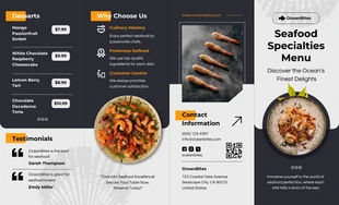 business  Template: Double Parallel Fold Seafood Specialties Menu Brochure Template