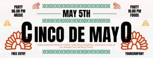 Free  Template: Cream Red Orange Cinco De Mayo Festival Banner