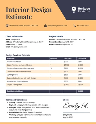 business  Template: Interior Design Estimate Template