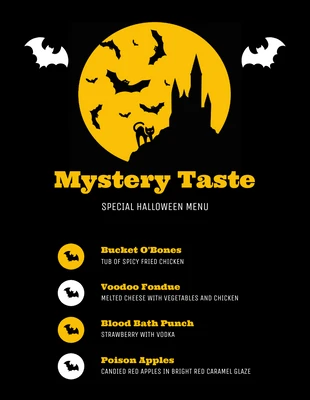 Free  Template: Dark Castle Halloween Menu