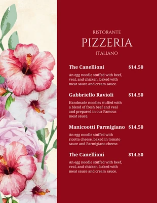 Free  Template: Red Classic Retro Italian Restaurant Food Menu