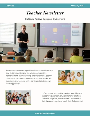 Free  Template: Teacher Building Positive Classroom Newsletter Template