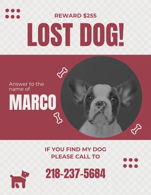 Free  Template: Vin Rouge Lost Dog Flyer Template