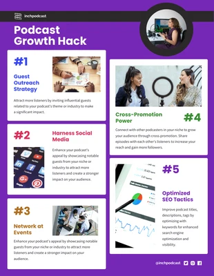 Free  Template: Podcast Growth Hack Infographic Template