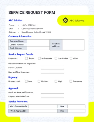 Free  Template: Customer Service Request Form Template