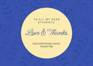 Free  Template: Blue Aesthetic Pattern Teacher Thank You Postcard