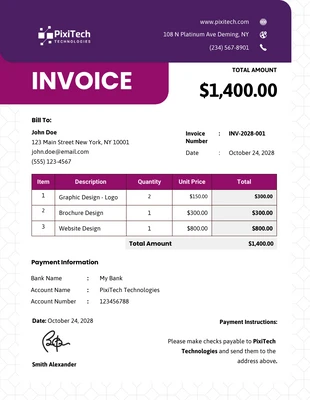 business  Template: Purple Graphic Design Invoice Template