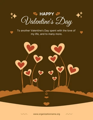 Free  Template: Dark Brown Modern Happy Valentines Day Poster