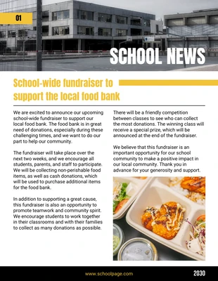 Free  Template: White Yellow Minimalist School Newsletter Template