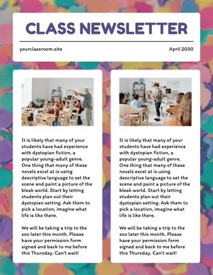 Free  Template: Colorful Simple School Class Newsletter Template