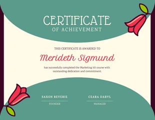 Free  Template: Beige Green Illustration Certificate of Achievement Template