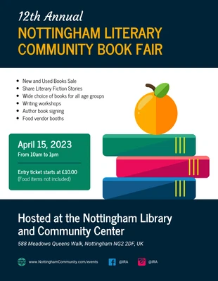 Free  Template: Community Book Fair Event Flyer Template