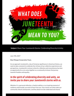 premium  Template: Juneteenth Email to Employees Newsletter Template