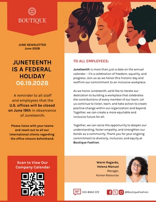 business  Template: Observing Juneteenth at Work Email Newsletter Template