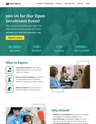 Free  Template: Open Enrollment Wireframe Events Landing Page