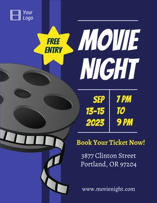 Free  Template: Free Entry Movie Night Flyer Template