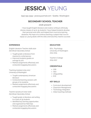 premium  Template: Basic Teacher CV Resume Template