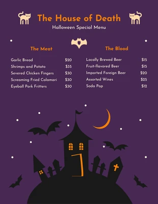 Free  Template: Dark Purple Minimalist Playful Illustration Halloween Menu