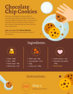 premium  Template: Chocolate Chip Cookies Recipe Infographic Template