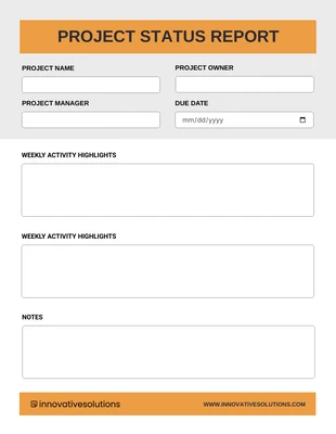 Free interactive Template: Minimalist Project Status Report Template