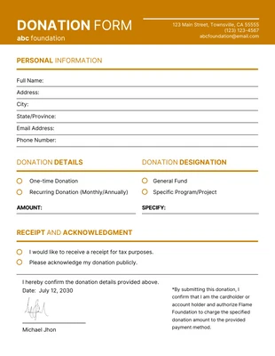 business  Template: Non-Profit Foundation Donation Form Template