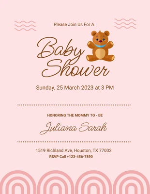 Free  Template: Baby Pink Illustration Baby Shower Flyer Template