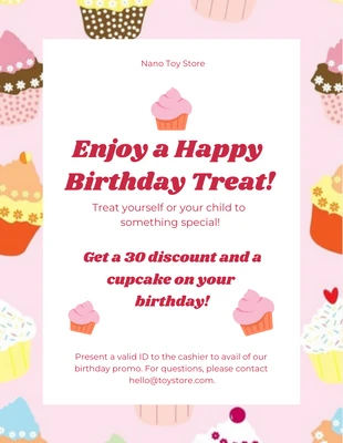 Free  Template: Happy Birthday Treat Flyer Template