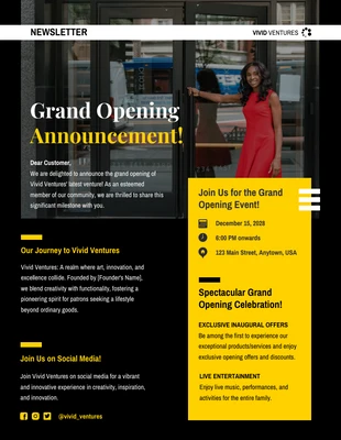 Free  Template: Grand Opening Announcement Newsletter Template