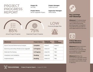 business  Template: Beige Project Status Progress Report Template