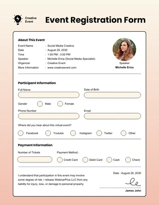 Free  Template: Gradient Event Registration Form Template