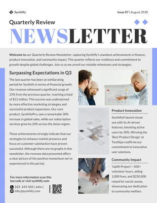 business  Template: Quarterly Review Newsletter Template