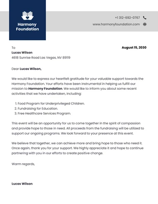 Free  Template: Blue Minimalist Charity Letterhead