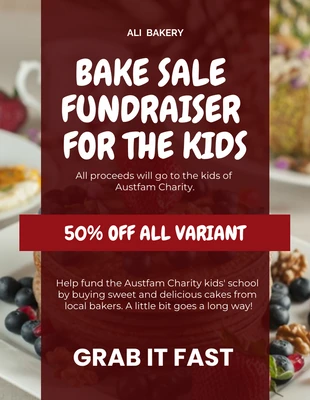 Free  Template: Bake Sale Fundraiser For The Kids Flyer Template