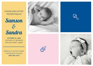 Free  Template: Twins Baptism Invitation