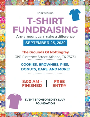 Free  Template: Colorful T-Shirt Fundraising Event Flyer Template