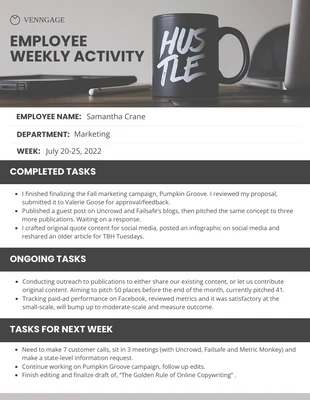 premium  Template: Sample Employee Weekly Report Template